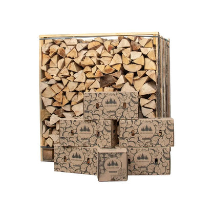 KIT : 1,5 stères en 30cm - Bois de Chauffage extra sec - chêne / hêtre / châtaignier + Bois d'allumage + Allumes-feu Le Bouscatier " Le bucheron provençal "