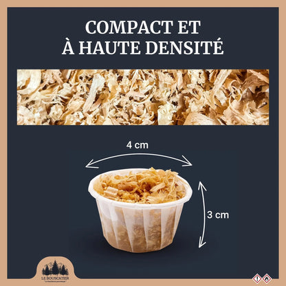 50/60u cupcake allumes-feu premium en sciure de bois 100% naturel pour barbecue et brasero