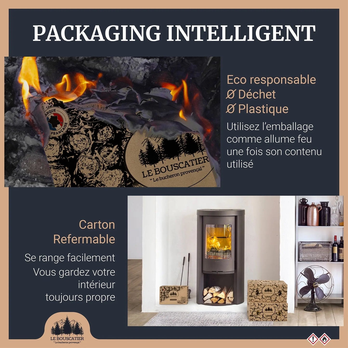 100/120u cupcake allumes-feu premium en sciure de bois 100% naturel pour barbecue et brasero