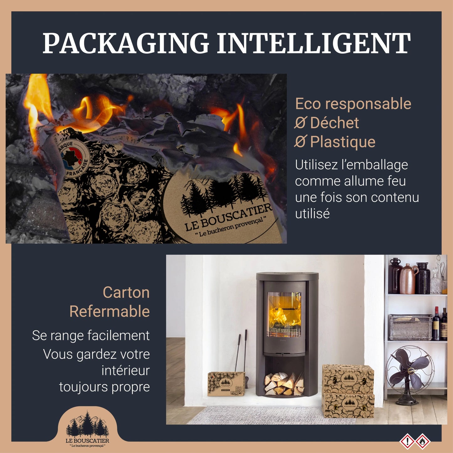 Allumes-feu en laine de Bois 780/800u