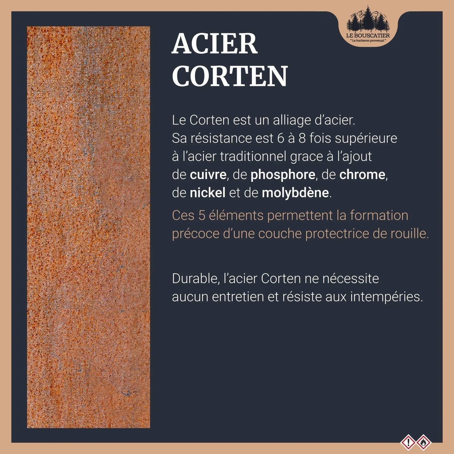 Lou Bouscarian-Brasero plancha avec Rangement bûches en acier corten