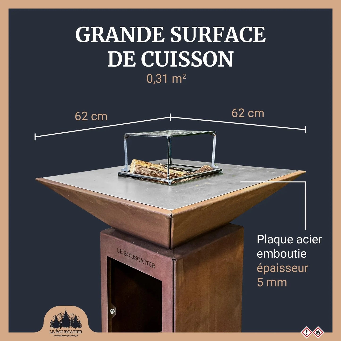 PACK-Brasero Lou Provençau + tablier + paire de gants + bois d'allumage + allume-feu