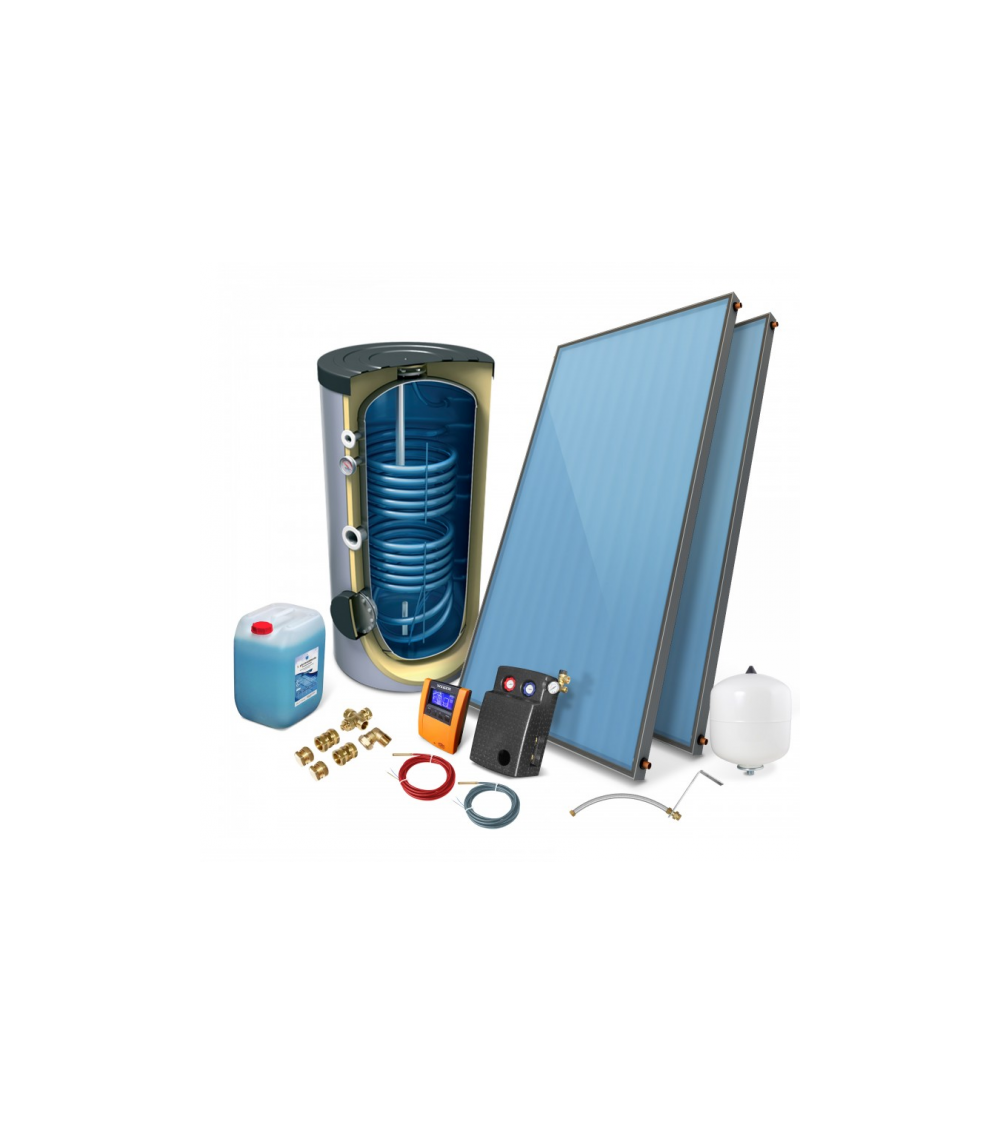 Kit chauffe-eau solaire 200 L, 2 cylindres complets